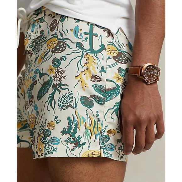 Polo Ralph Lauren‎ Coral Reef Motif 4-Inch Unlined Swim Trunk Pockets Size 42 - Picture 4 of 9